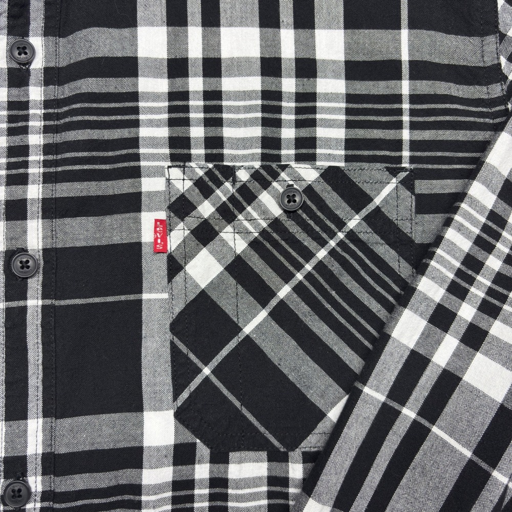 Levis Mens XL Black White Plaid Long Sleeve Button Down Shirt Flannel - Picture 4 of 8